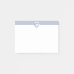 Elegant diamond on periwinkle and white post-it notes