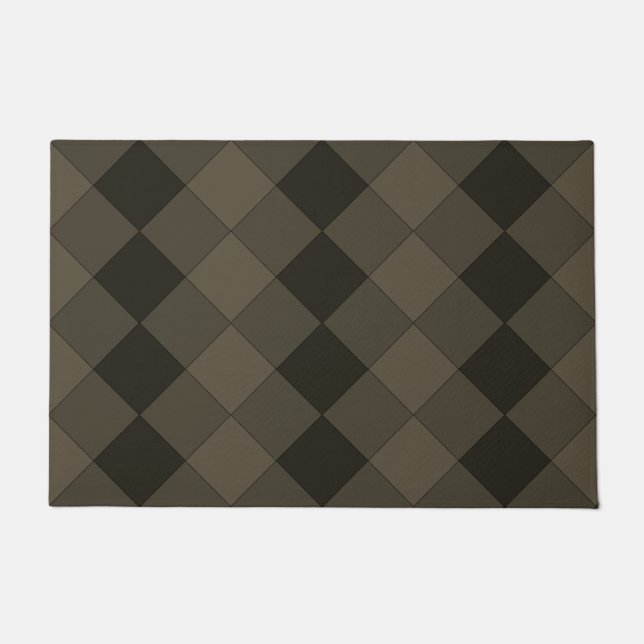 Elegant Diamond Pattern in Beige & Brown Shades Doormat (Front)