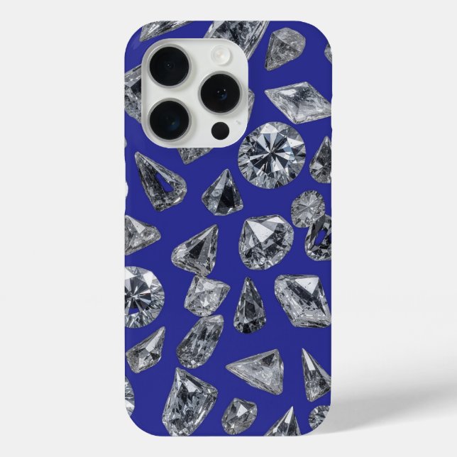 Elegant Diamond Pattern on Blue Background Case-Mate iPhone Case (Back)