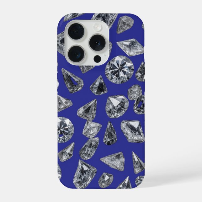 Elegant Diamond Pattern on Blue Background iPhone Case (Back)