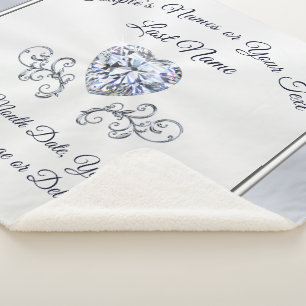 Elegant Diamond Personalised Wedding Throw Blanket