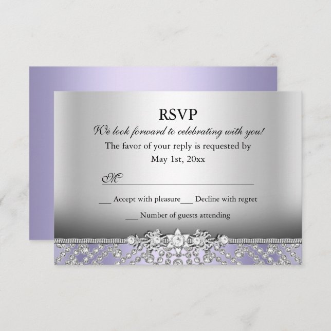 Elegant Diamond Purple RSVP Invitation (Front/Back)