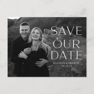 Elegant Diamond Ring Overlay Photo Save the Date Announcement Postcard