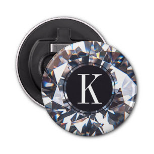 Elegant Diamond Sparkle Crystal Monogram Bottle Opener