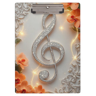 Elegant Diamond Treble Clef Jewellery Clipboard