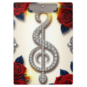 Elegant Diamond Treble Clef Jewellery Clipboard