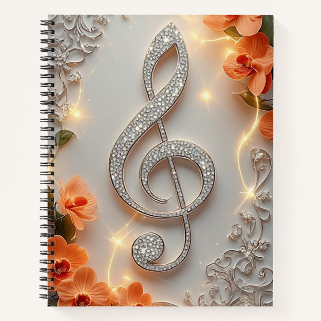 Elegant Diamond Treble Clef Jewellery Notebook (Front)
