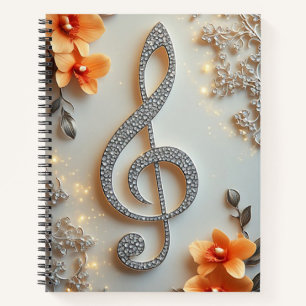 Elegant Diamond Treble Clef Jewellery Notebook