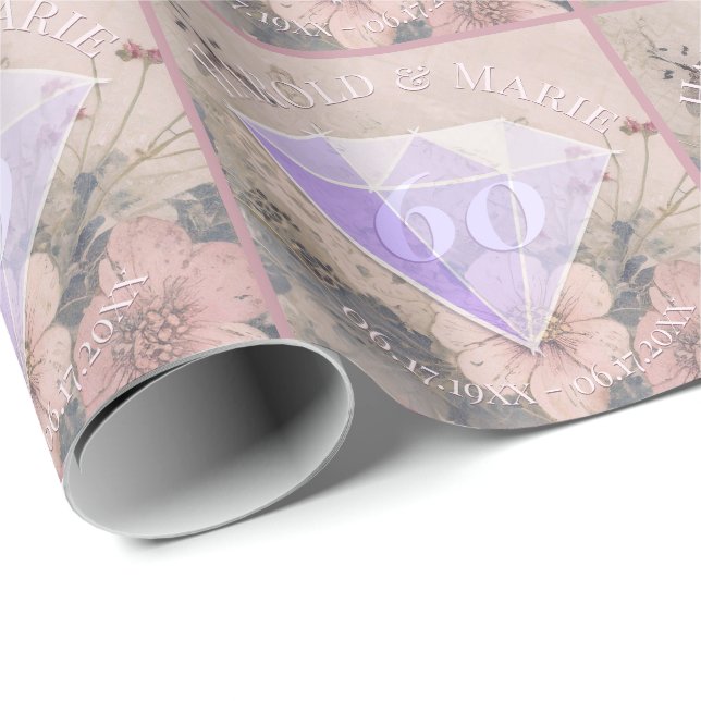 Elegant Diamond Wedding Anniversary Gift Wrapping Paper (Roll Corner)