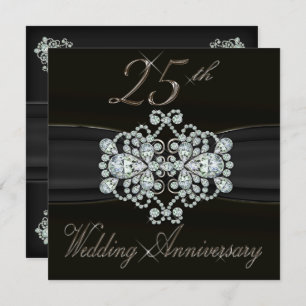 Elegant Diamonds 25th Silver Wedding Anniversary Invitation