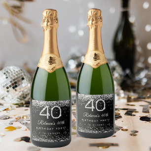 Elegant Diamonds 40th Birthday Party Sparkling Wine Label
