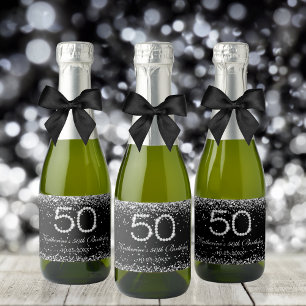 Elegant Diamonds 50th Birthday Party Favour Sparkling Wine Label
