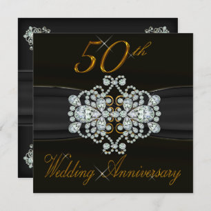 Elegant Diamonds 50th Gold Wedding Anniversary Invitation