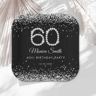 Elegant Diamonds 60th Birthday Party Paper Plate