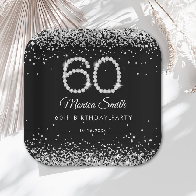 Elegant Diamonds 60th Birthday Party Paper Plate (Creator Uploaded)