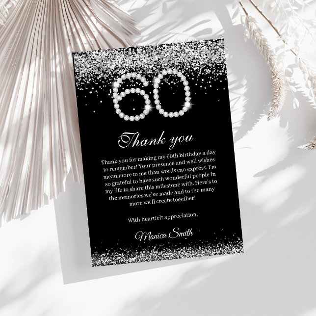 Elegant Diamonds 60th Birthday Thank you Card (Creator Uploaded)