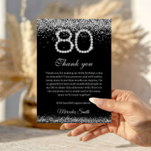 Elegant Diamonds 80th Birthday Thank you Card
