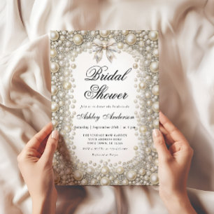 Elegant Diamonds and Pearls Bridal Shower Invitation