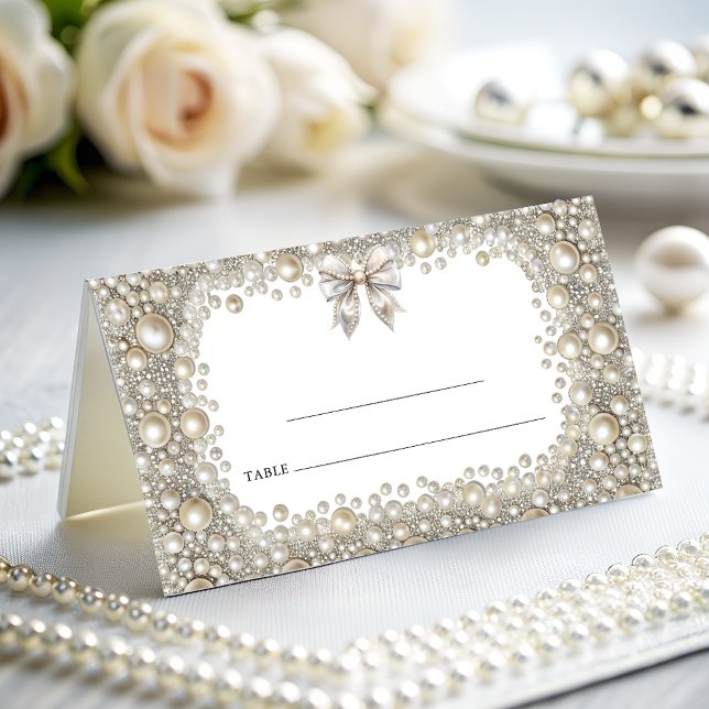 Elegant Diamonds and Pearls Wedding Place Card (Creator Uploaded)