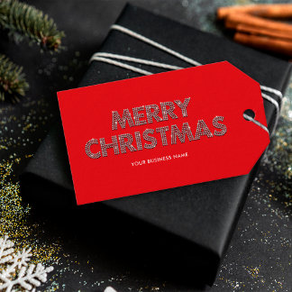 Elegant Diamonds Merry Christmas Business Red Gift Tags