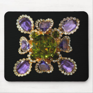 Elegant diamonds purple green gemstones mouse pad