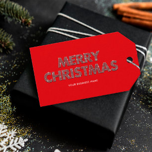 Elegant Diamonds Red Merry Christmas Business Gift Tags