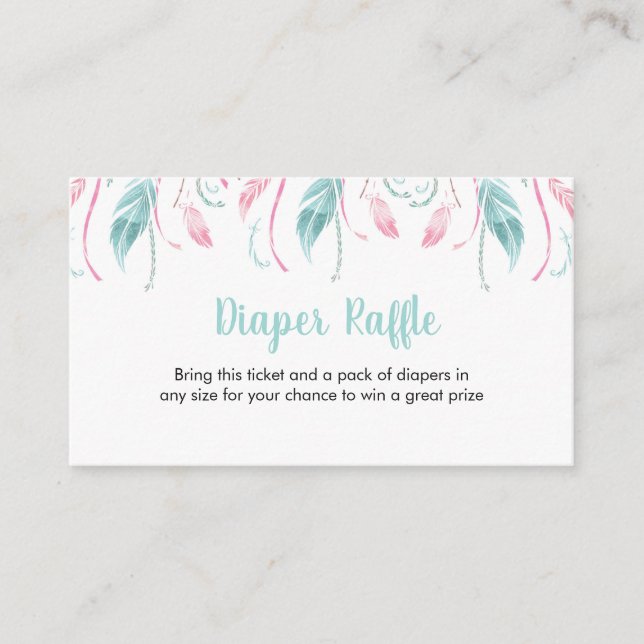 Elegant Diaper Raffle ticket | Purple flowers Enclosure Card (Front)
