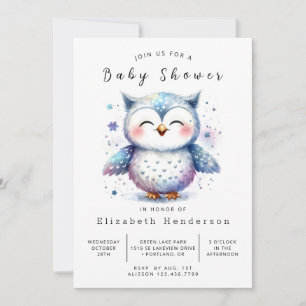 Elegant Digital Owl Baby Shower Invitation