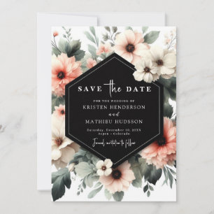 Elegant Digital Pink Floral Wedding Save The Date