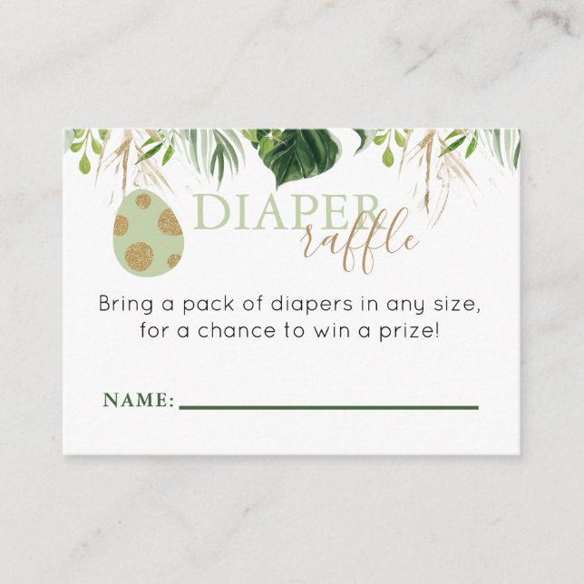 Elegant Dinosaur Diaper Raffle Invitation Insert (Front)