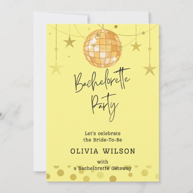 Elegant Disco Ball Bachelorette Party Invitation  (Front)