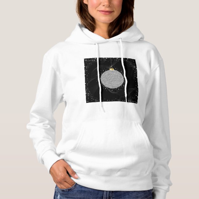 Elegant Disco Ball Christmas Ornament Hoodie (Front)