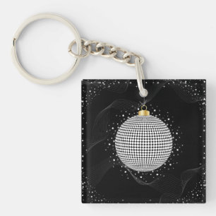Elegant Disco Ball Christmas Ornament Key Ring