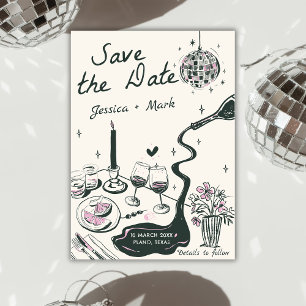Elegant Disco Wedding Save The Date Invitation