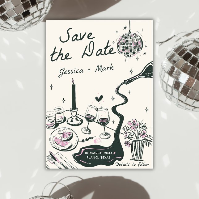 Elegant Disco Wedding Save The Date Invitation (Creator Uploaded)