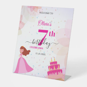 Elegant Disney princess birthday Pedestal Sign