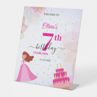 Elegant Disney princess birthday Pedestal Sign