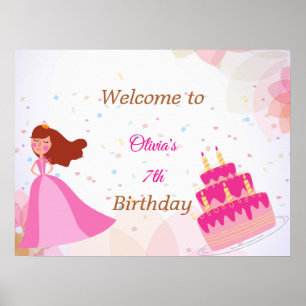 Elegant Disney princess birthday welcome sign