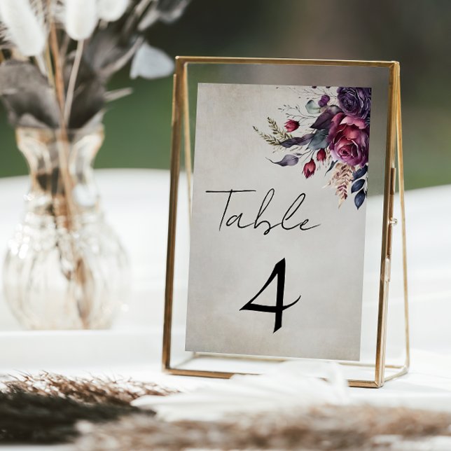 Elegant Distressed Gothic Watercolor Floral  Table Number (Creator Uploaded)