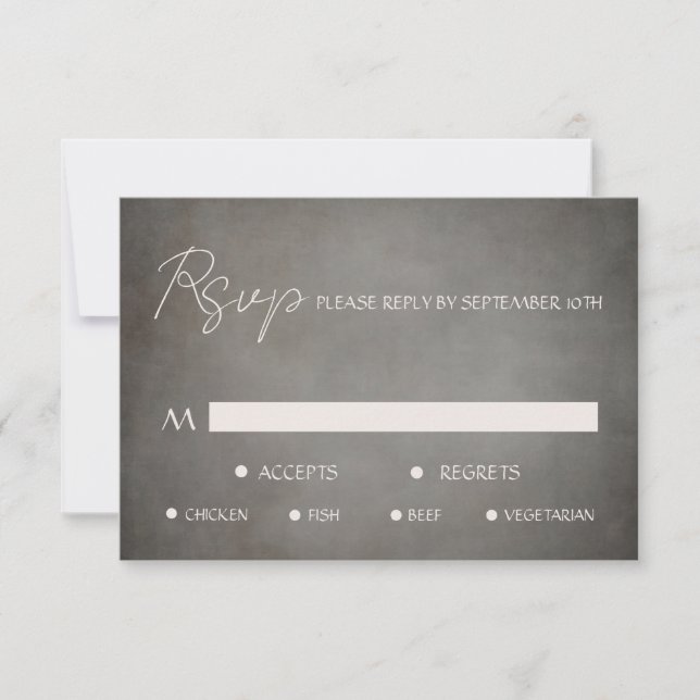 Elegant Distressed Minimal Meal Choice RSVP Card (Front)