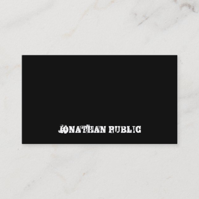 Elegant Distressed Text Black And White Minimalist Business Card (Front)