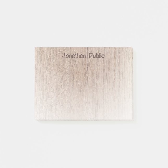 Elegant Distressed Text Wood Look Modern Template Post-it Notes (Front)