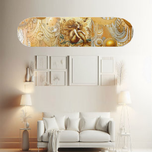 Elegant Divine Gold Mermaid Mythical Greek Legend Skateboard