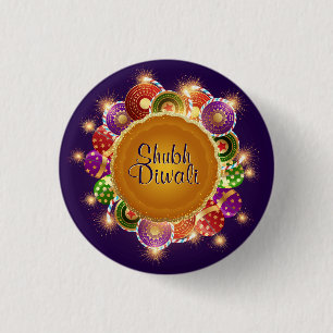 Elegant Diwali Colourful Fireworks 3 Cm Round Badge