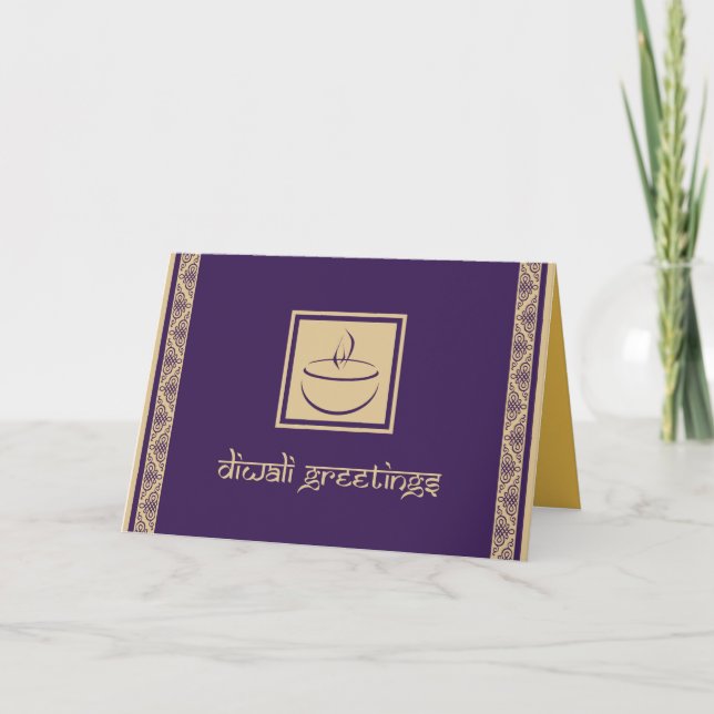 Elegant Diwali Greeting Card with Deya (Front)