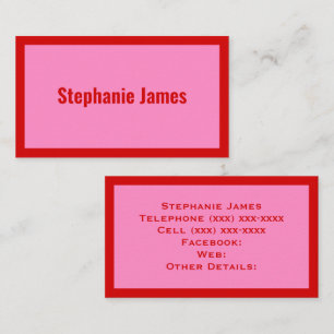 Elegant DIY Colours Pink #3 Red Business Card