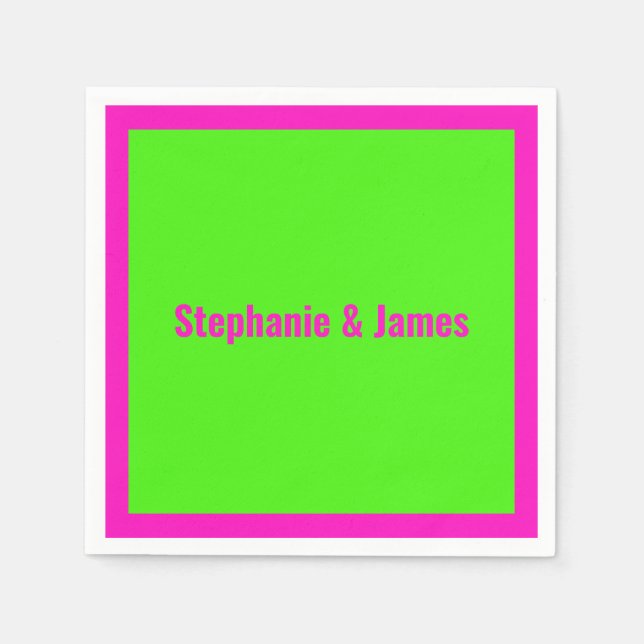 Elegant DIY Colours Shocking Pink Lime Green Napkin (Front)