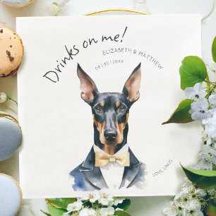 Elegant Doberman Waiter Watercolor Customisable Napkin
