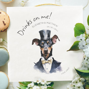 Elegant Doberman Waiter Watercolor Customisable Napkin