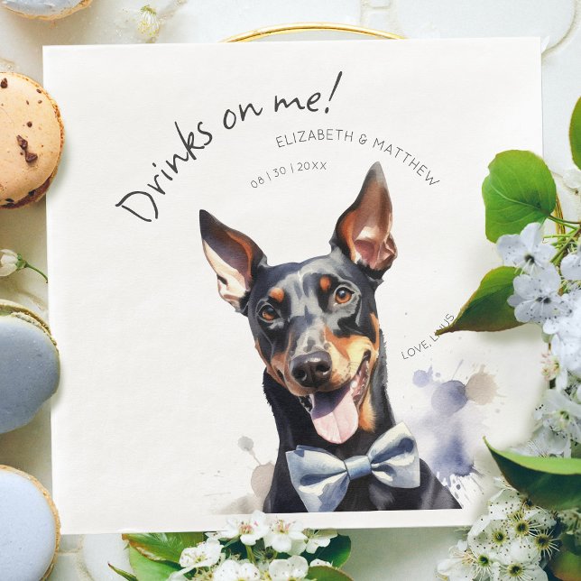 Elegant Doberman Waiter Watercolor Customisable Napkin (Creator Uploaded)
